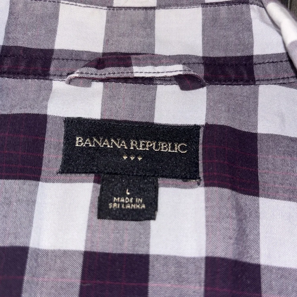 BANANA REPUBLIC MENS BUTTON UP SOFT WASH TAILORED SLIM FIT‎ SHIRT L PURPLE PLAID